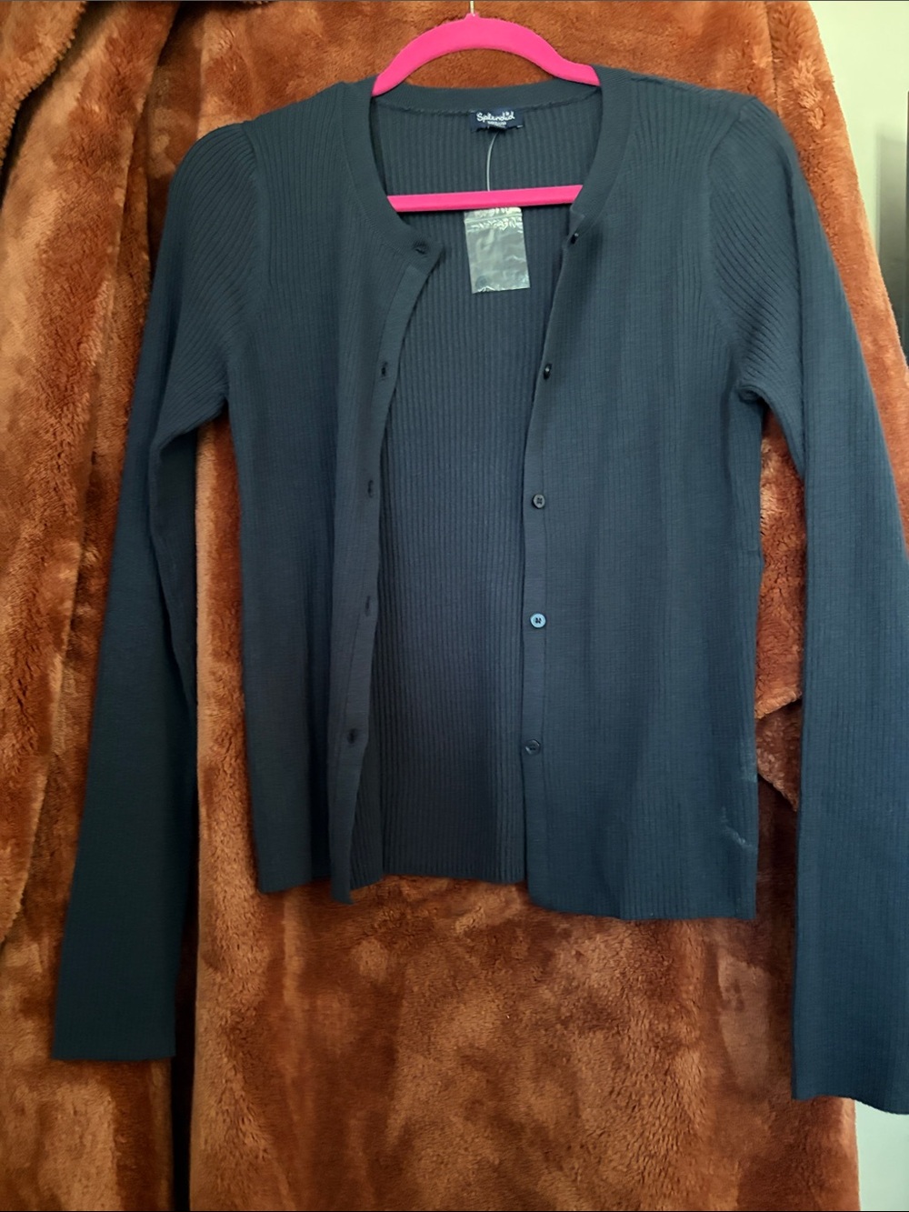 Splendid Navy Ribbed Button-Front Cardigan